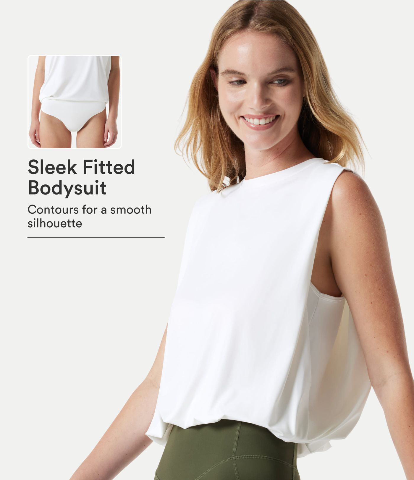 Body de yoga col rond sans manches effet frais InstantCool, protection solaire UPF50