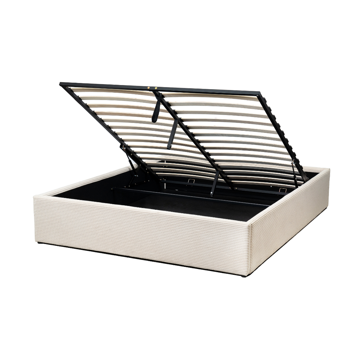 CALICOSY - Opbergbed bekleed met fluweel ROMY - Beige - 170x214x36,5 cm
