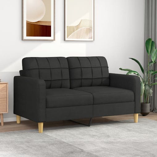 NNEVL 2-Seater Sofa Black 140 cm Fabric