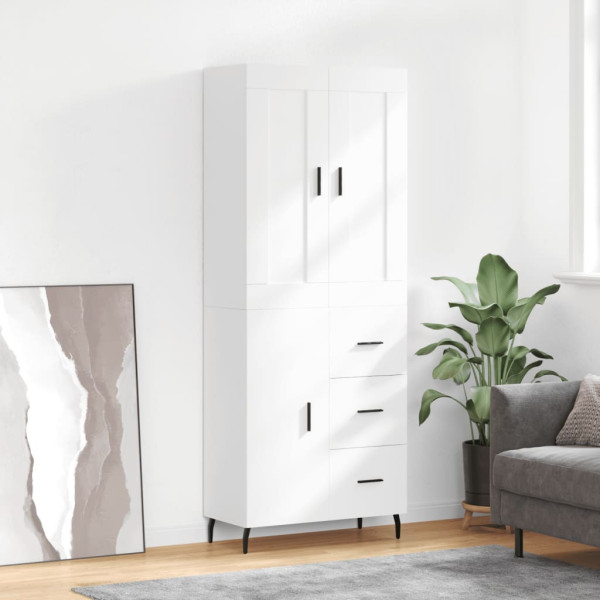 Szafka Regał Witrynka Biała z Drzwiami 69.5x34x180 cm do Salonu Pokoju