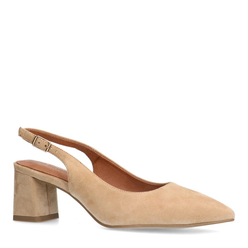 No Stress Beige suède slingbacks