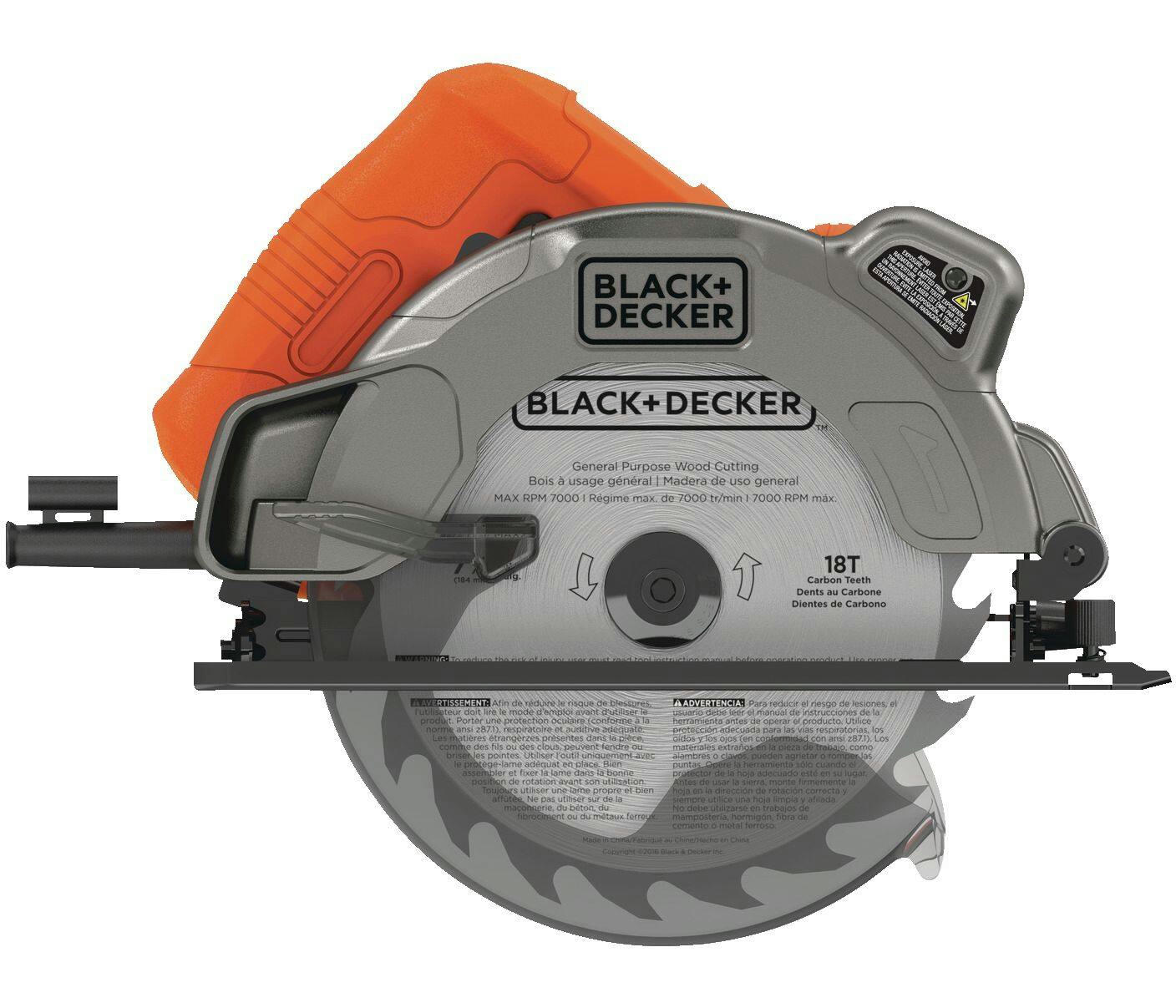 Black + Decker BDECS300C 13A Circular Saw with Laser Guide & General Purpose Blade, 7-1/4-in