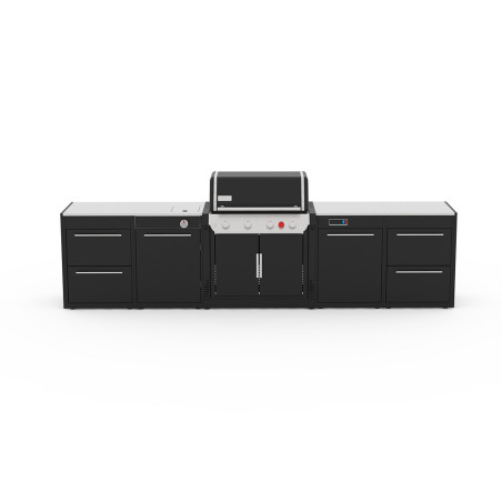 Cuisine extérieure 4 modules pour Genesis 300/400 avec réchaud - Weber
