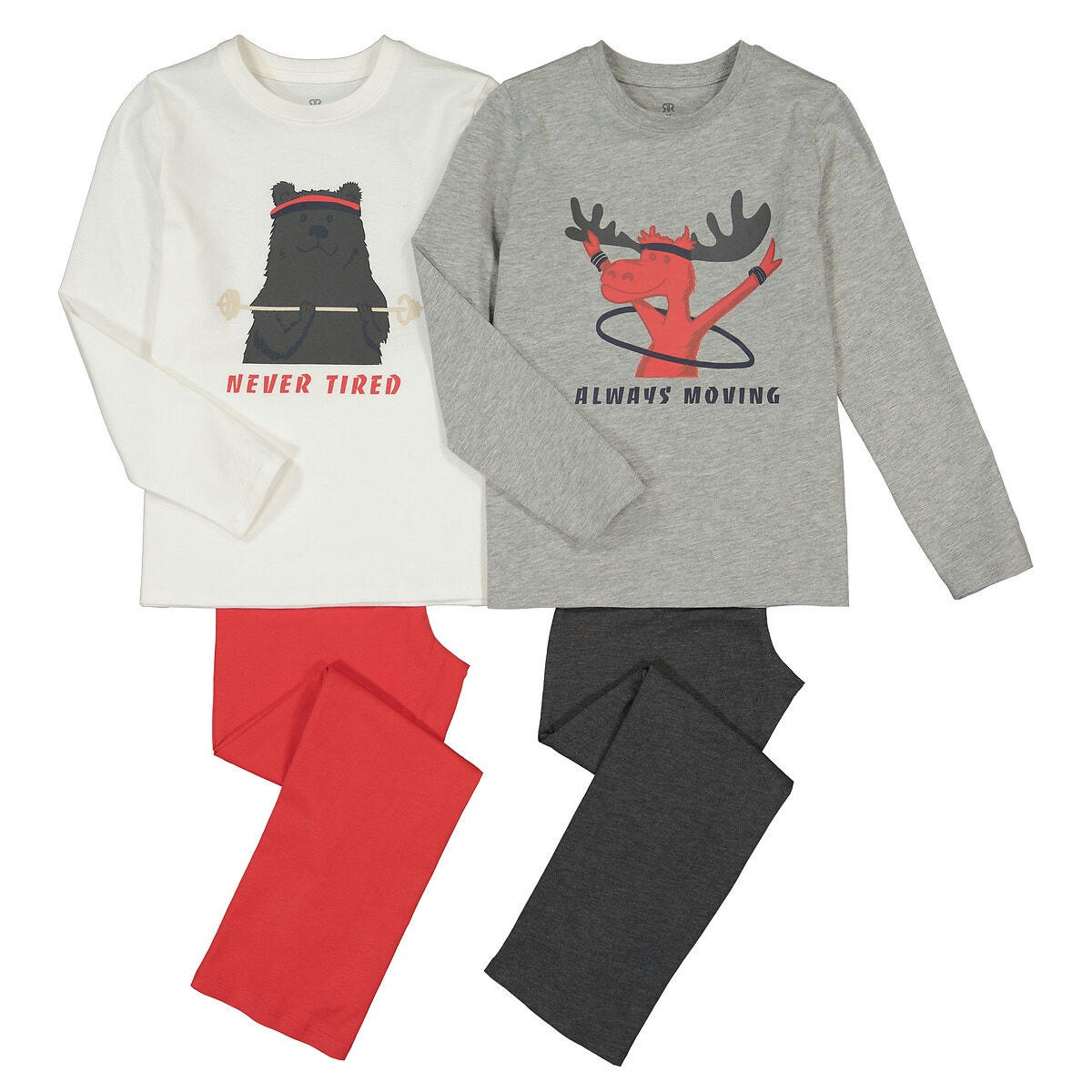 Lot 2 pyjamas imprimés animaux sportifs