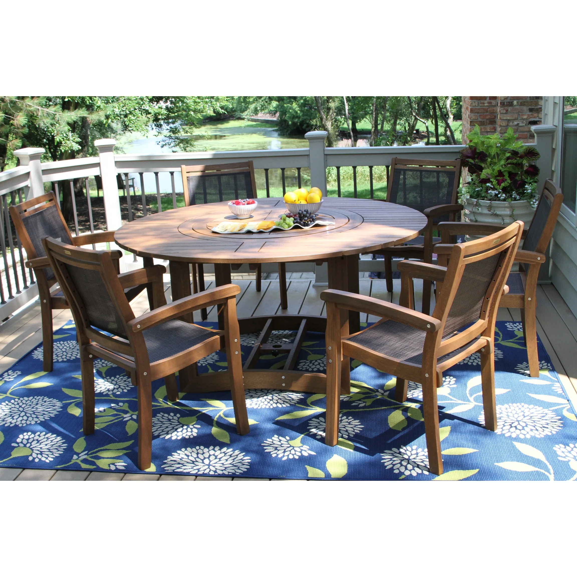 Eilaf 7 pc. Lazy Susan Set with Stacking Chairs