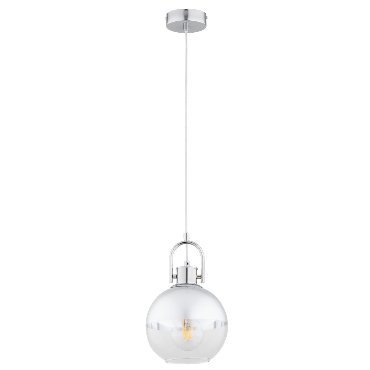Lampa wisząca chromowana przezroczysta DEROL 1xE27x15W Alfa