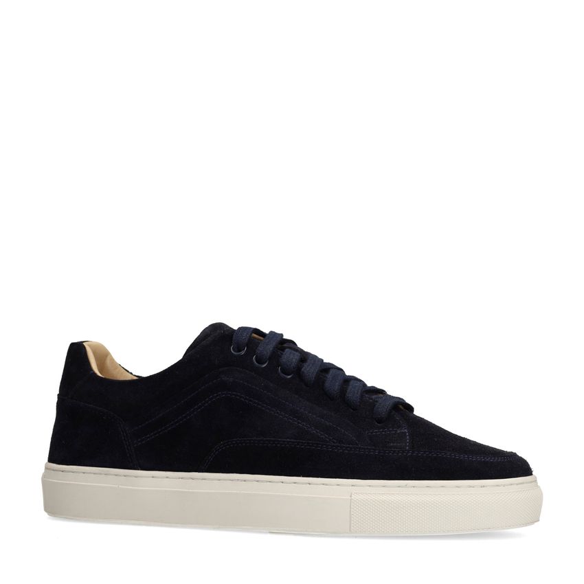 Manfield Donkerblauwe suède sneakers