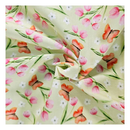 Watercolour Tulips Cotton Fabric by the Metre