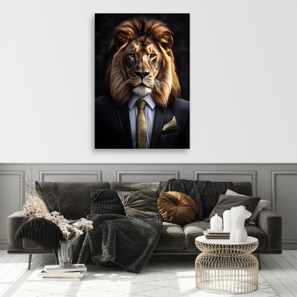 Feeby Obraz na płótnie, Lew Zwierzęta w garniturze 40x60
