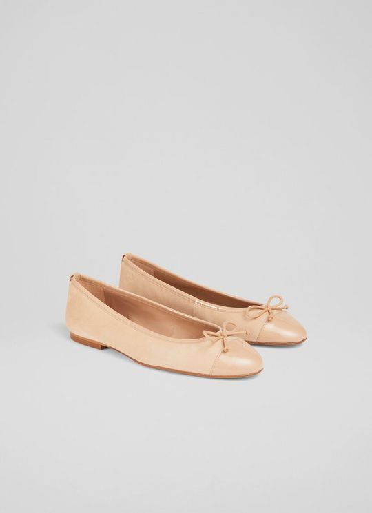 Kara Beige Suede and Patent Toe Cap Ballet Flats