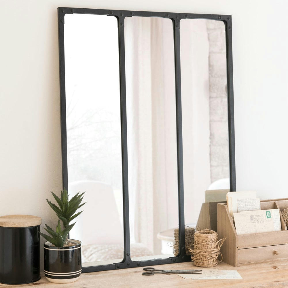 BAGEL - Miroir verrière rectangulaire en métal noir 60x80