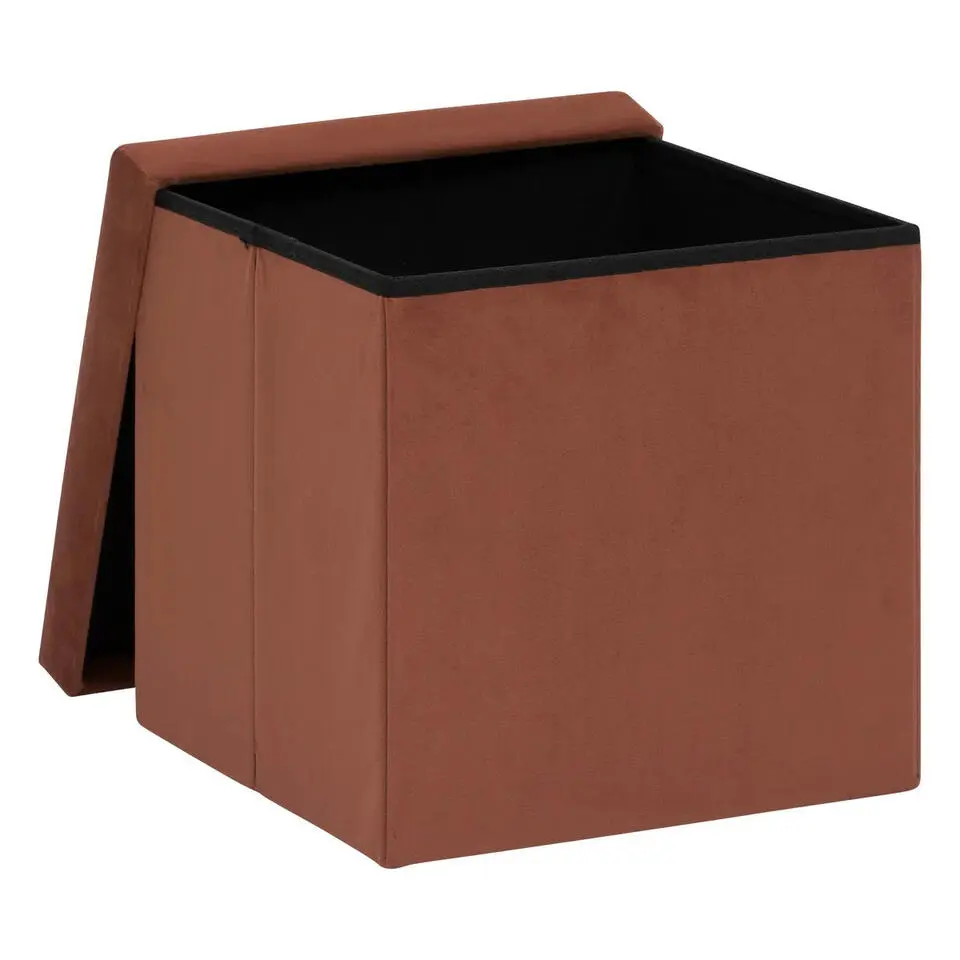 Atmosphera Storage Poef/Hocker - Opvouwbaar - roest bruin - 38x38 cm