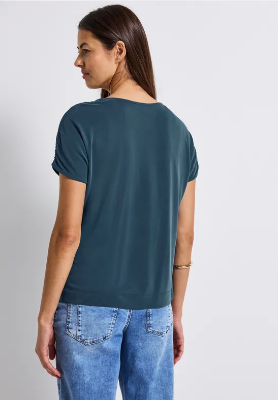 Silk-Look Shirt mit Raffung