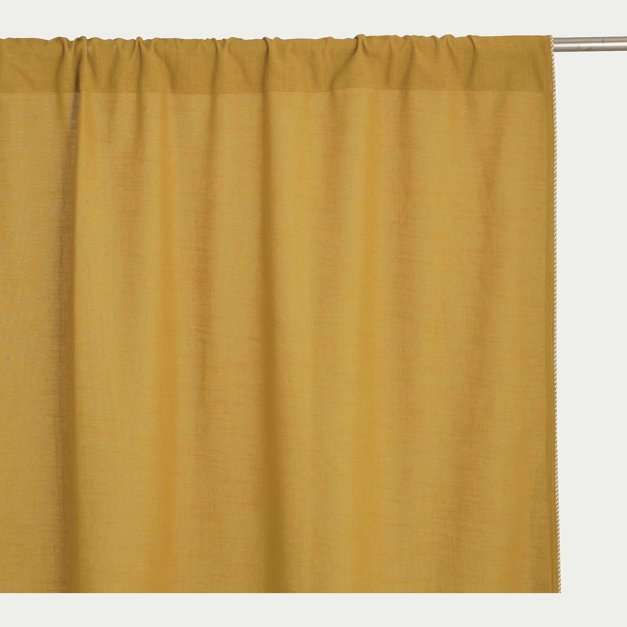 ARLES - Rideau passe-tringle en coton finition biais 140x260cm - jaune
