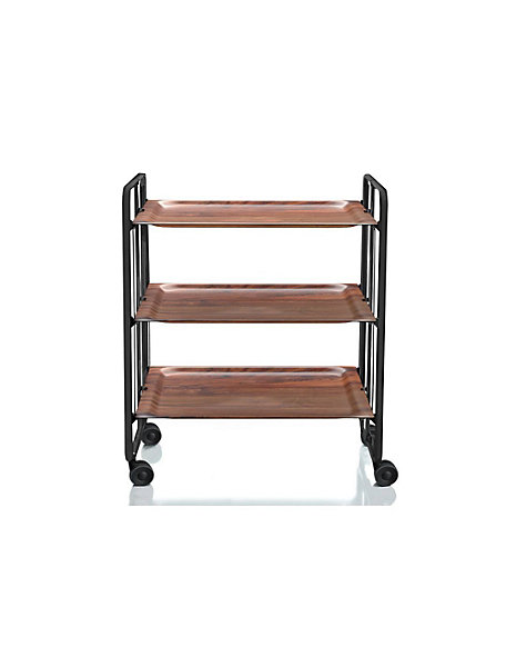 Desserte pliante BAUHAUS avec roulettes, Structure noire, 3 niveaux, 3 positions