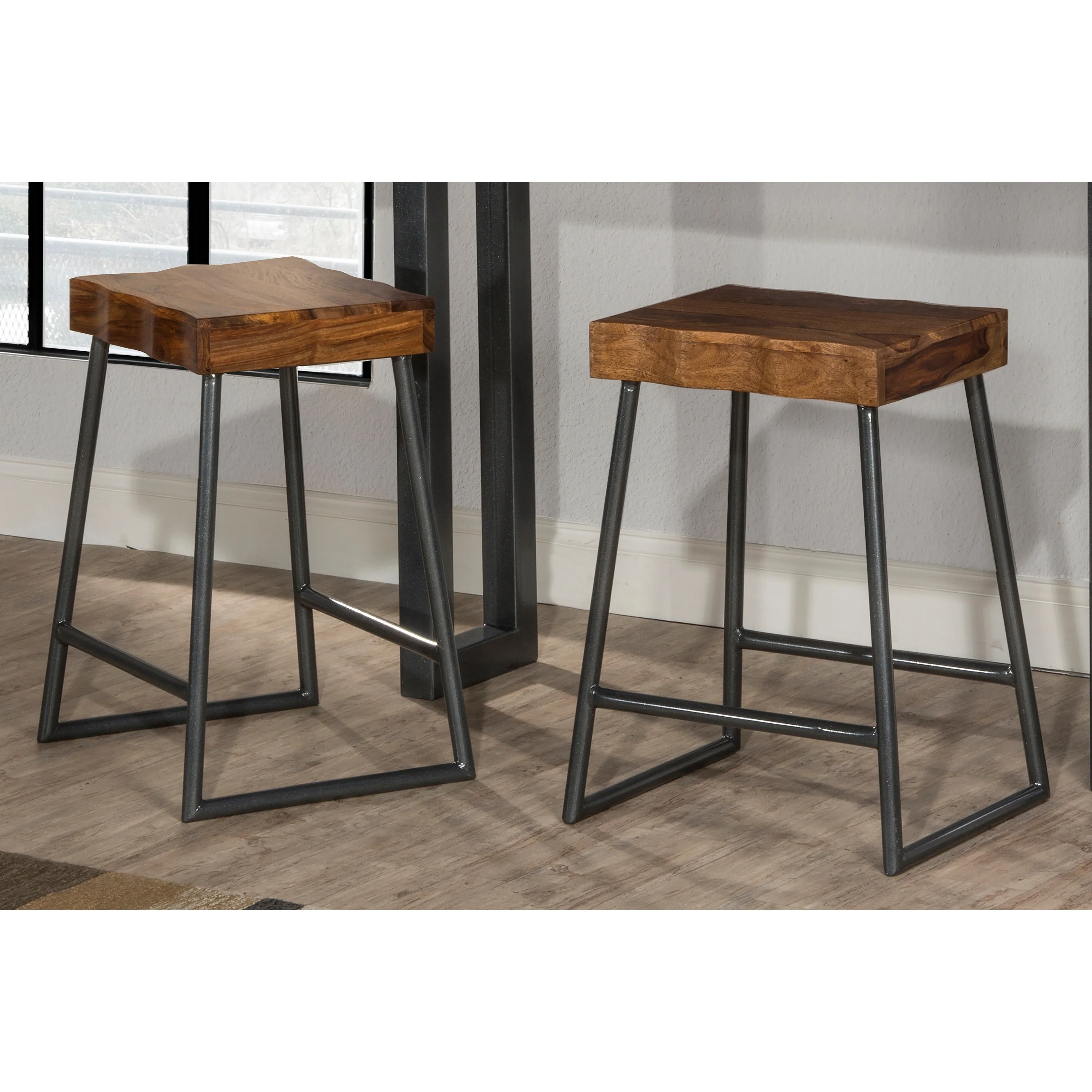 Carbon Loft Mattison Live Edge Square Non-swivel Backless Counter Stool - 17W x 14L x 26H - 17W x 14L x 26H