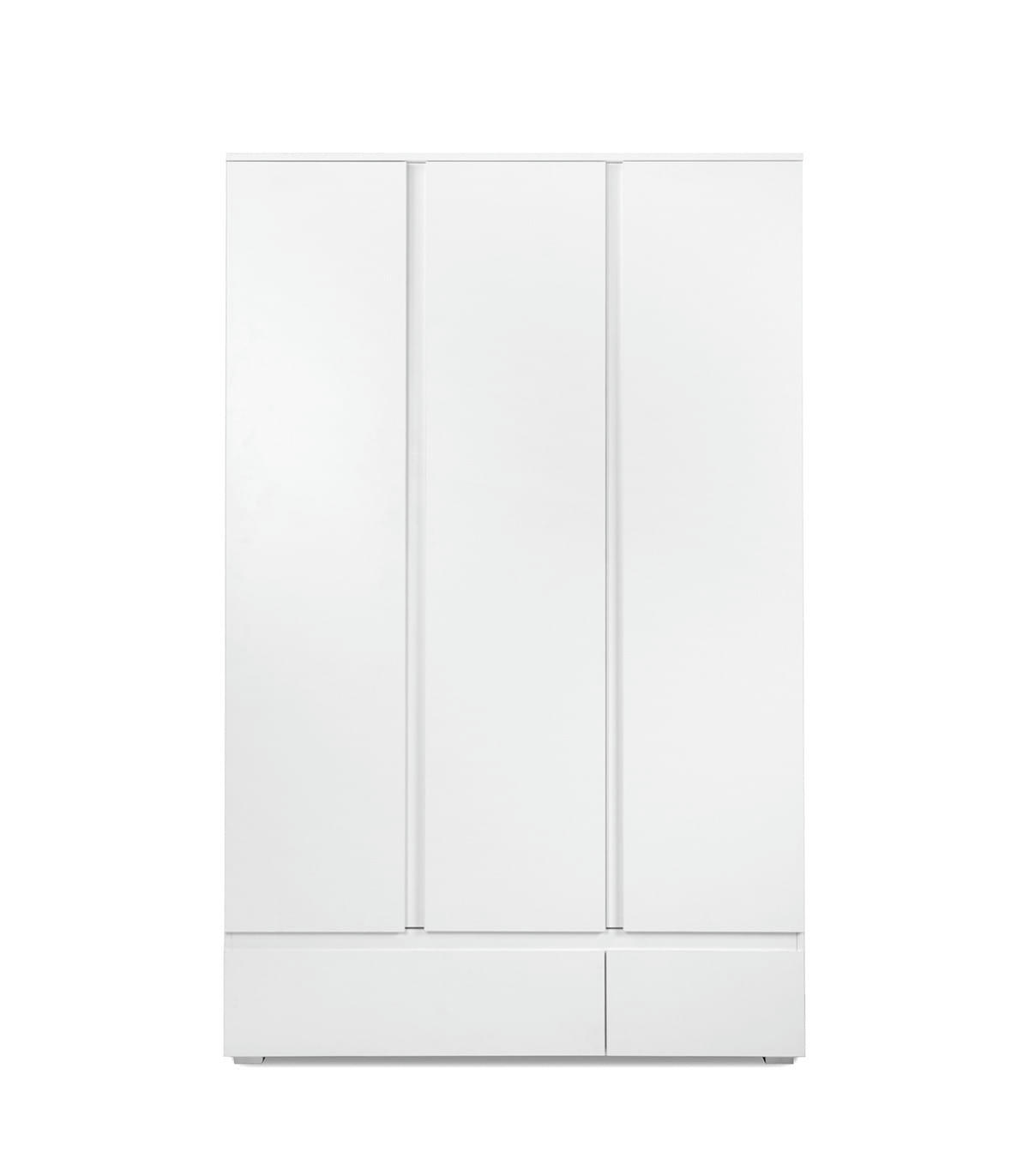 - Armoire 3 portes 2 tiroirs blanc- L120 x H191 x P55 cm
