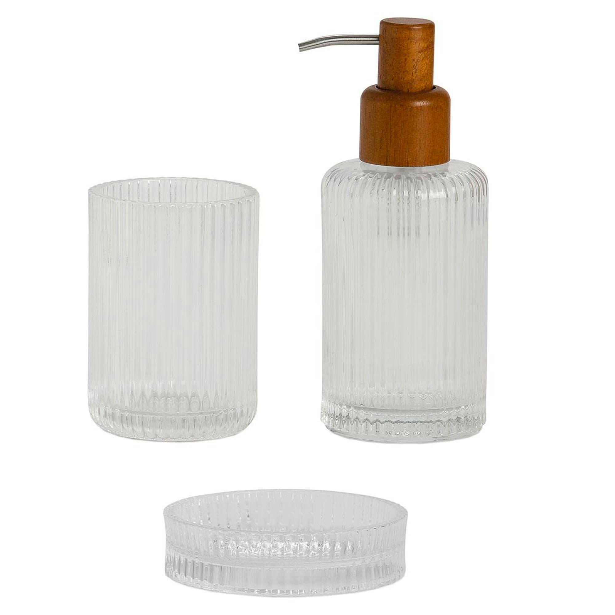 - Porte brosse à dents en verre strié 7.5x7.5x10.5cm