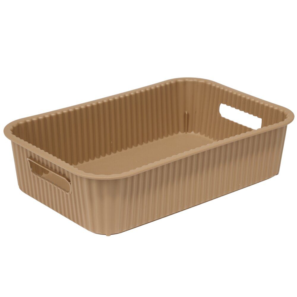 Panière de rangement 2L rectangulaire plastique marron 25,5x17xH6cm