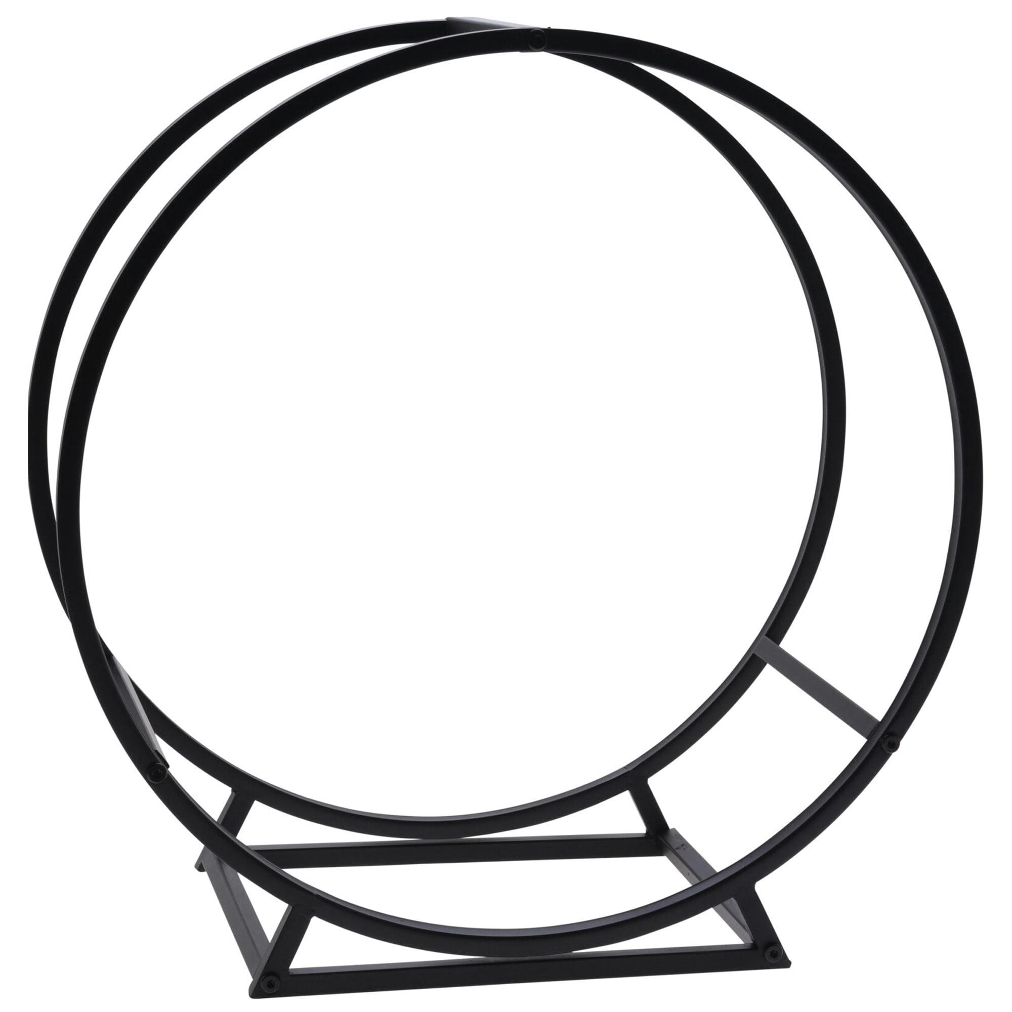 - Range bûches cercle pour intérieur en métal noir 50x25x51.5cm