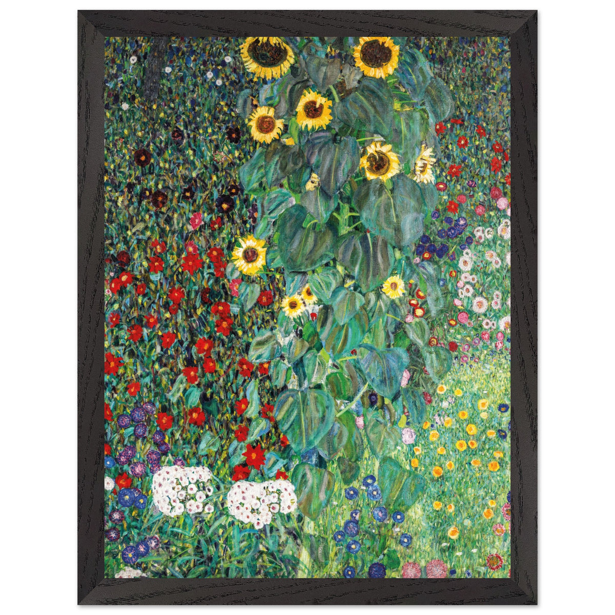 Artfulprints Poster met Lijst Gustav Klimt - Country garden with sunflowers  - 30x40 cm - Donkergroen