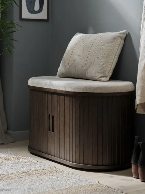 Bænk LYNGVIG jalousilåger beige/mørk eg
