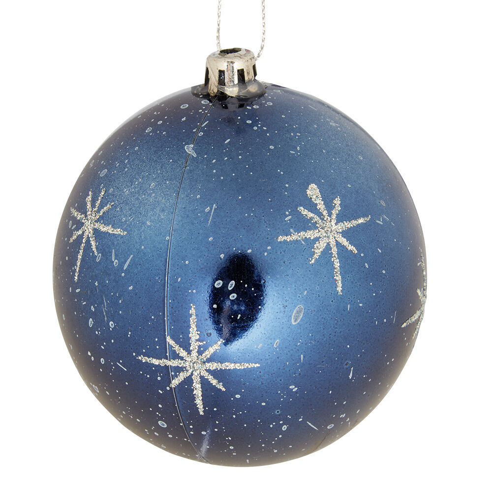 Boule de No&euml;l design étoile pailleté bleu Ø8 cm