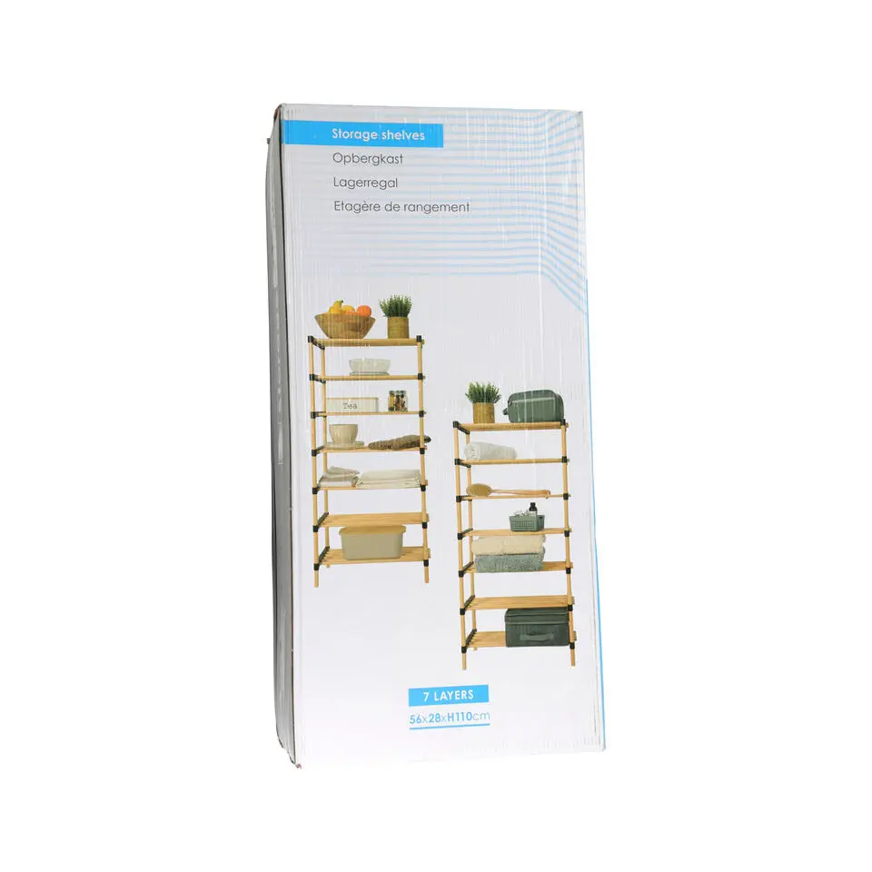 H&S Collection Schoenenrek - 7-laags - hout - 56x28x110 cm