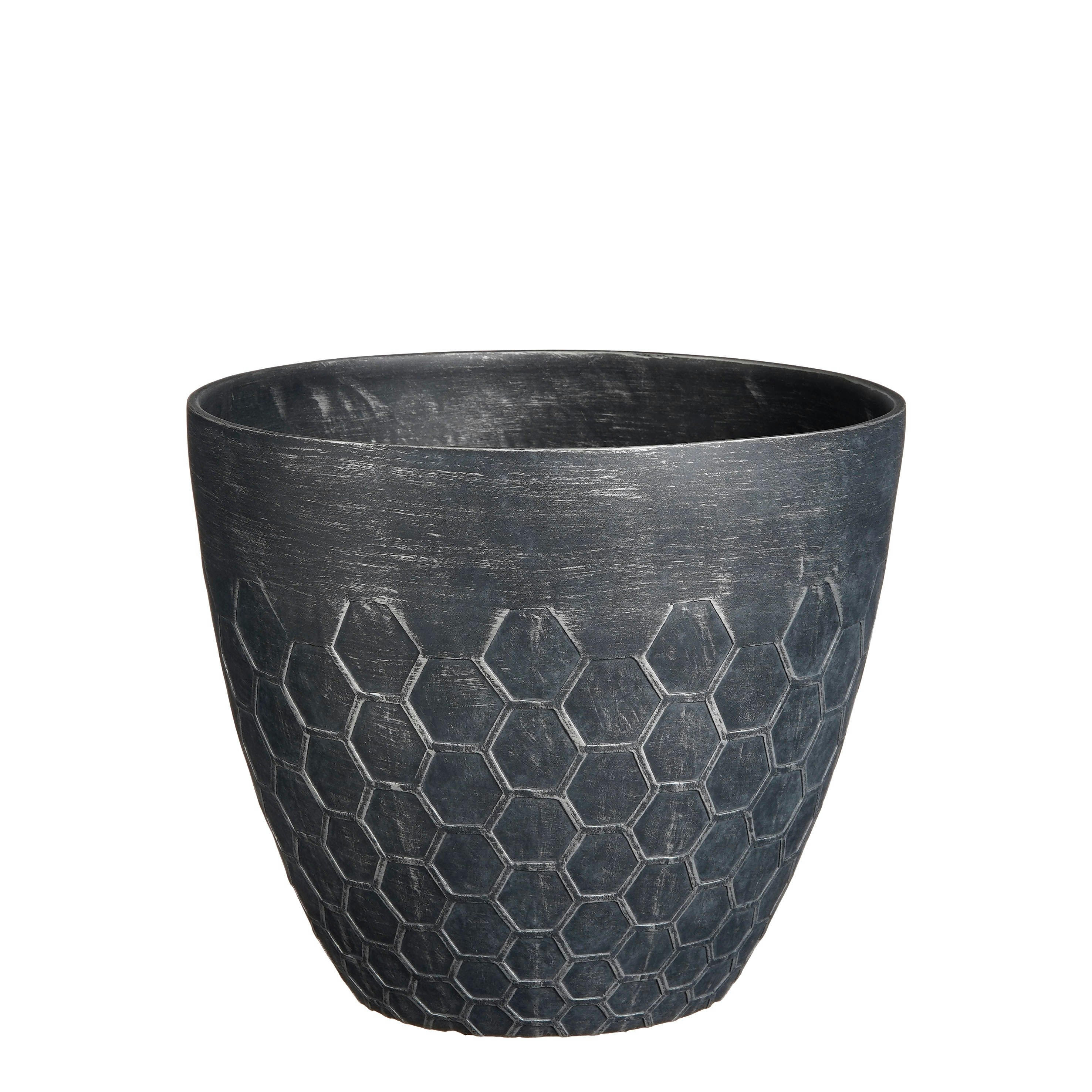 BRAVO - Cache-pot en plastique ruche noire D38