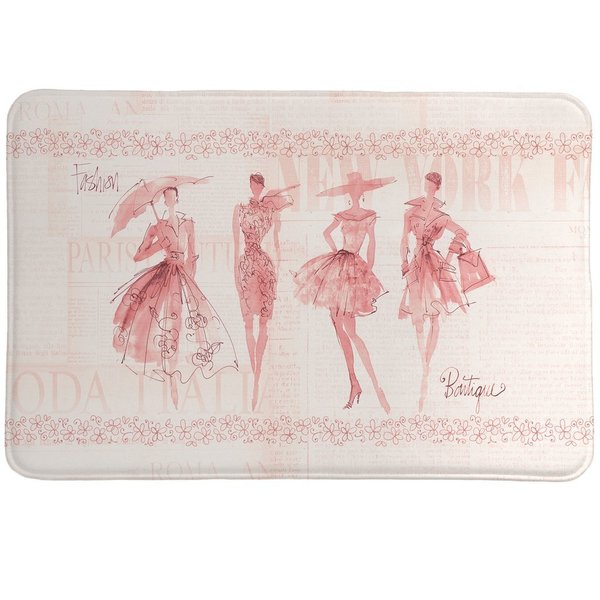Laural Home Pink Fashion Divas Memory Foam Rug
