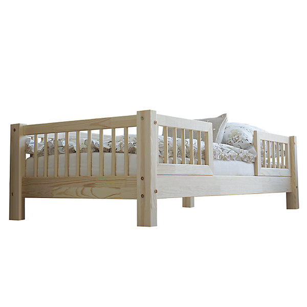 Lit 90x200 barrières et sommier inclus pieds 10 cm Adèle Bois