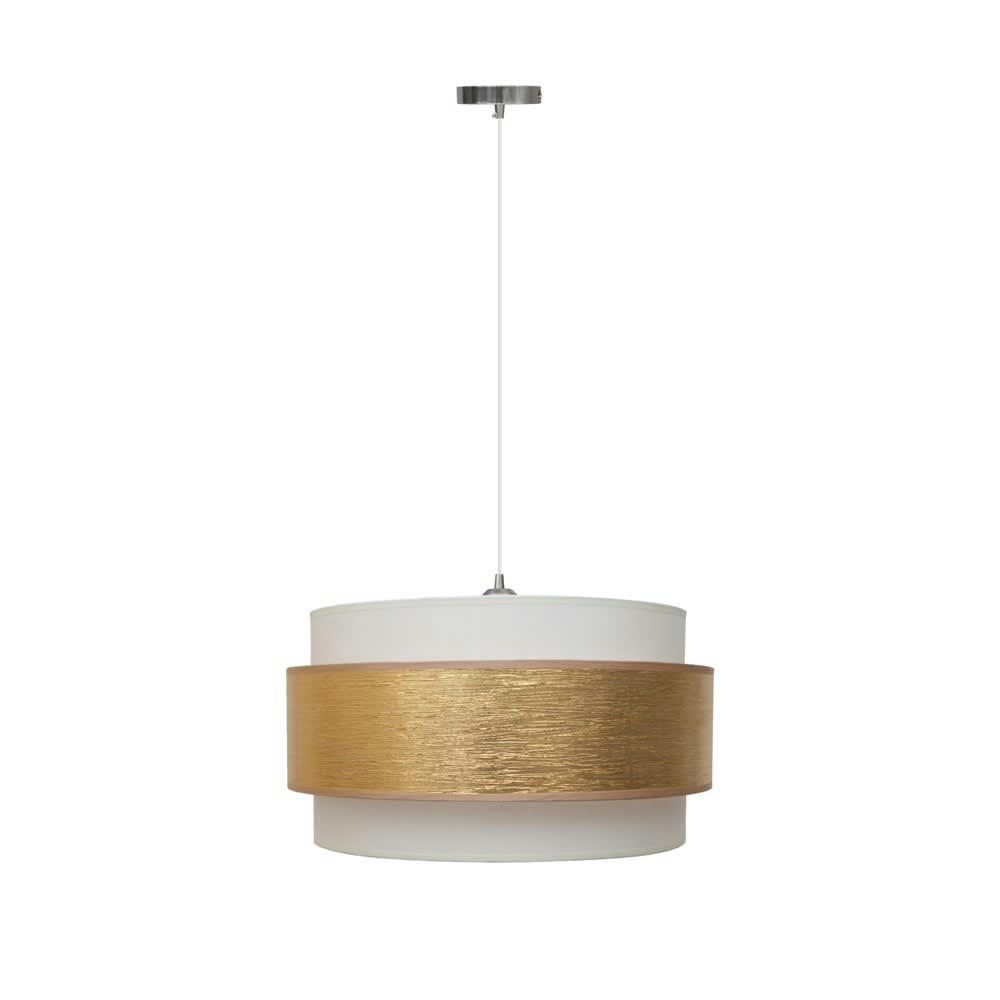 MENIDA - Suspension fabriquée à la main doré abat-jour en lin ø 40 cm