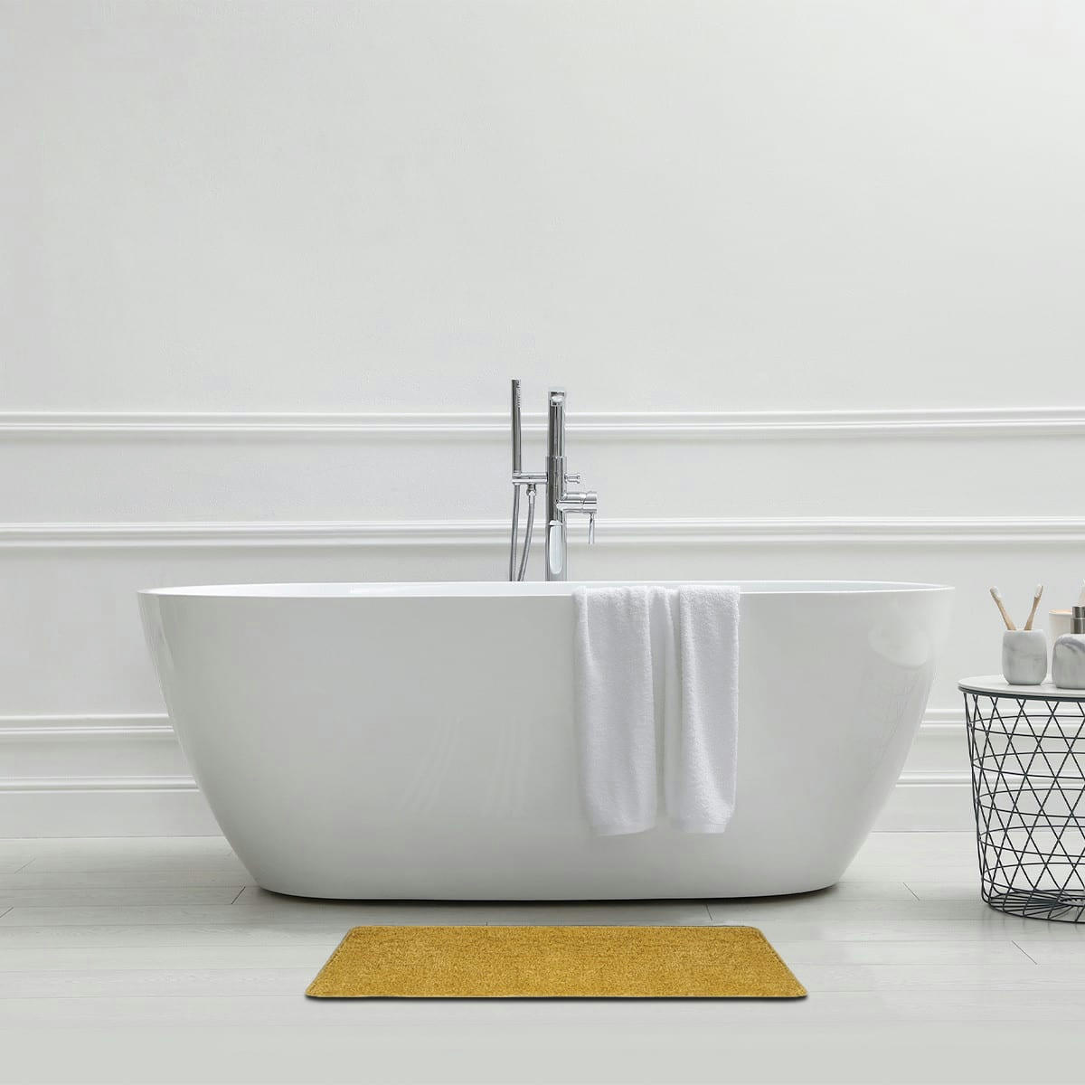 POLYNESIE - Tapis de bain en polyester uni miel 50x80cm