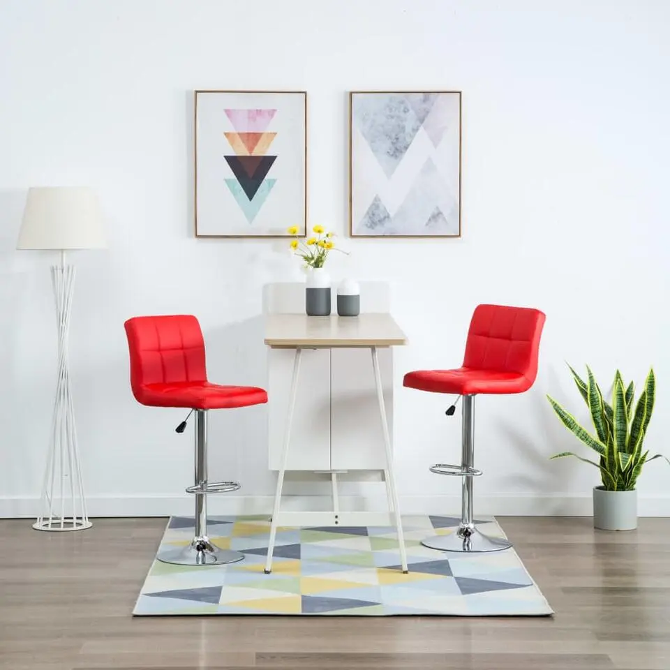 vidaXL 360° draaibare Barstoelen in hoogte verstelbaar - Rood Kunstleer - 2 St.