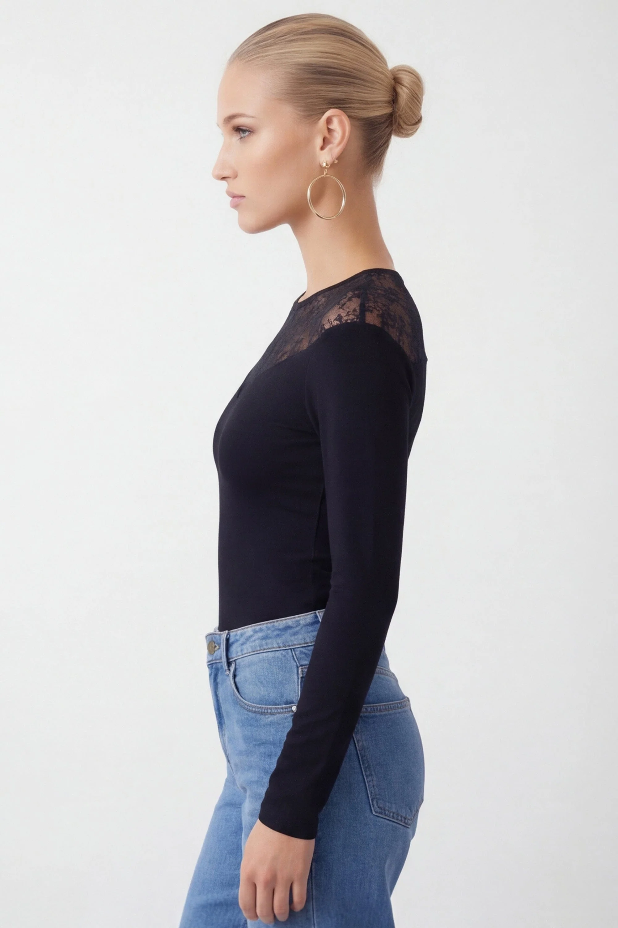T-SHIRT DENTELLE - CURTIS - NOIR