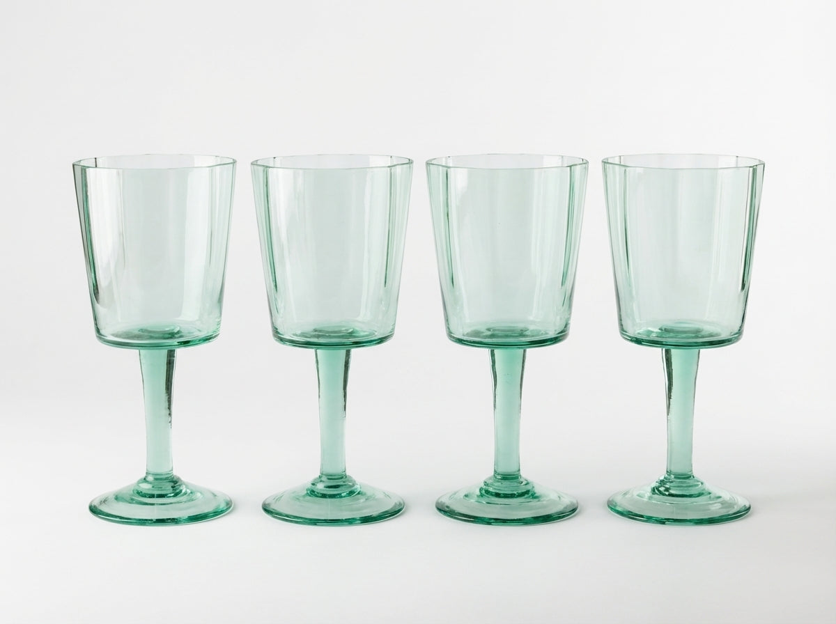 vtwonen - Wijnglazen - Groen - Glas - Set van 4