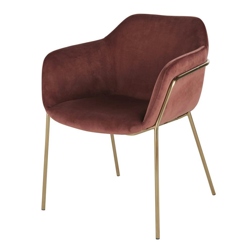 Neus - Chaise en velours terracotta et métal doré, OEKO-TEX®