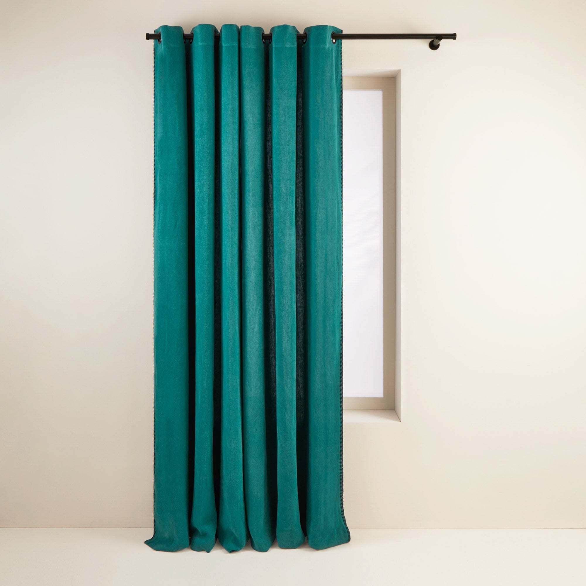 Madura Gordijn Nino lagune en zwarte slinger 135x280 cm