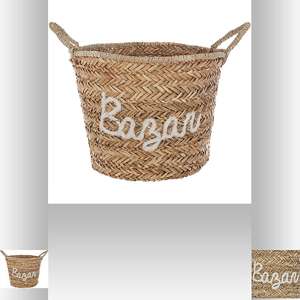 Panier de rangement rond avec poignées Bazar 12 L beige