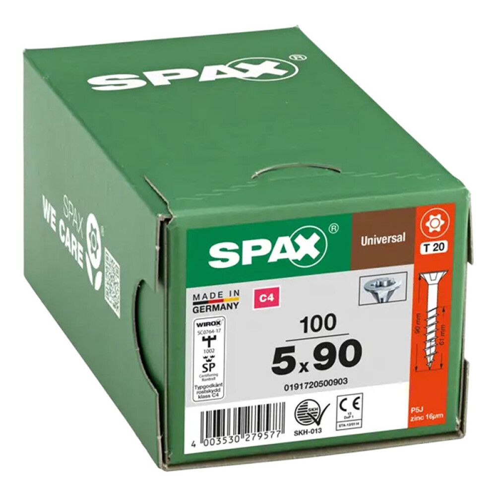 UNIVERSALSKRUE SPAX T-STAR PLUS C4 T20 5X90MM 100STK