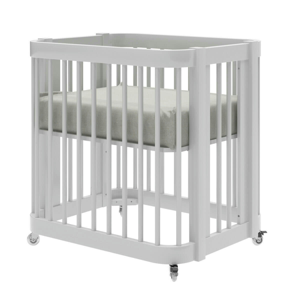 MAÉ - Lit bébé évolutif 70x140 cm bois massif blanc