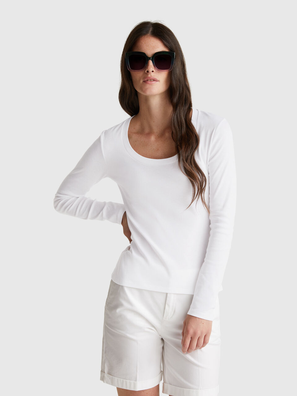 Long sleeve pure cotton t-shirt