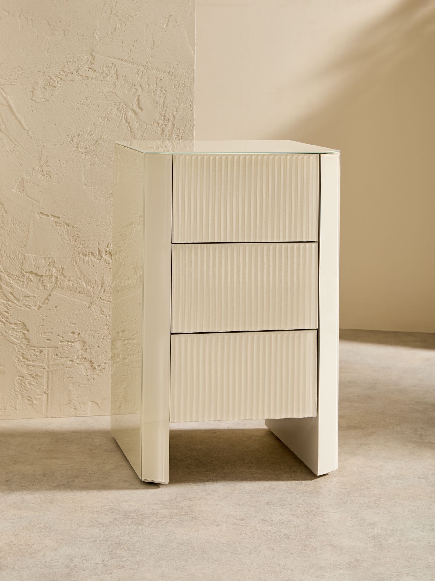Eleni Bedside in Ecru White Glass