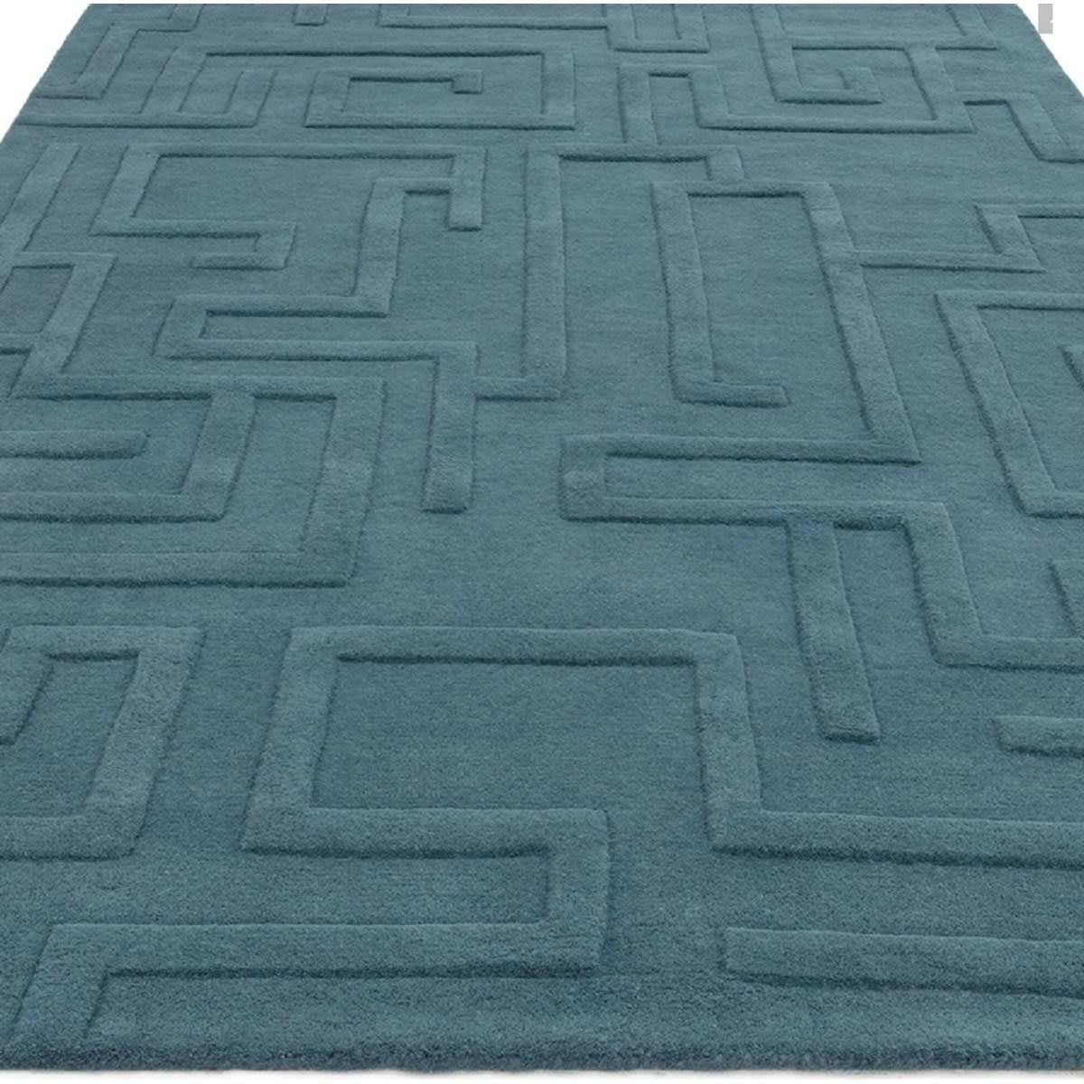 ZEMA - Tapis de salon en laine bleu 200x290 cm