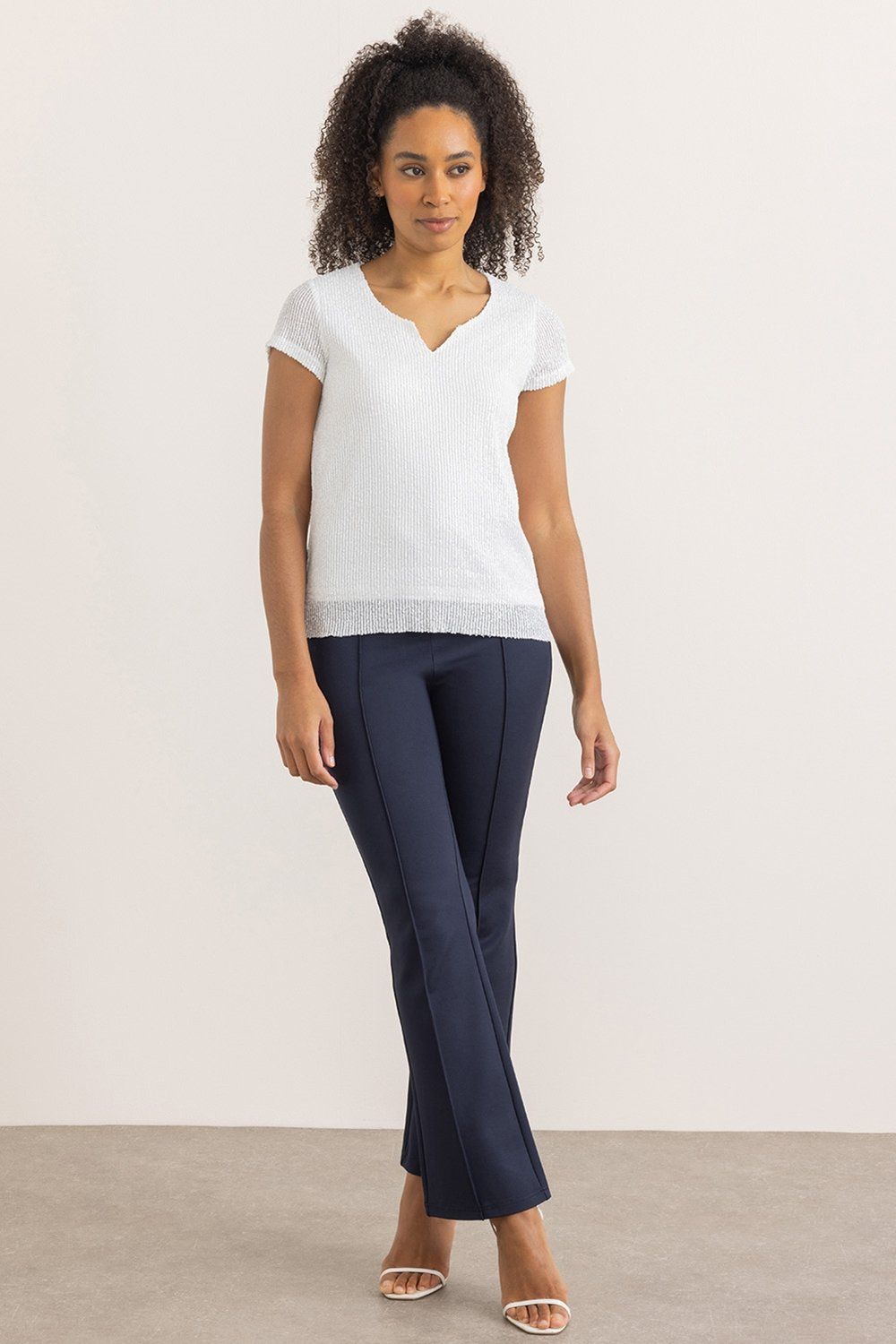 Klass. Short Sleeve Sequin Mesh Top