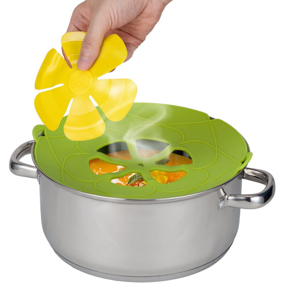 Couvercle multifonction silicone vert et jaune Ø26cm
