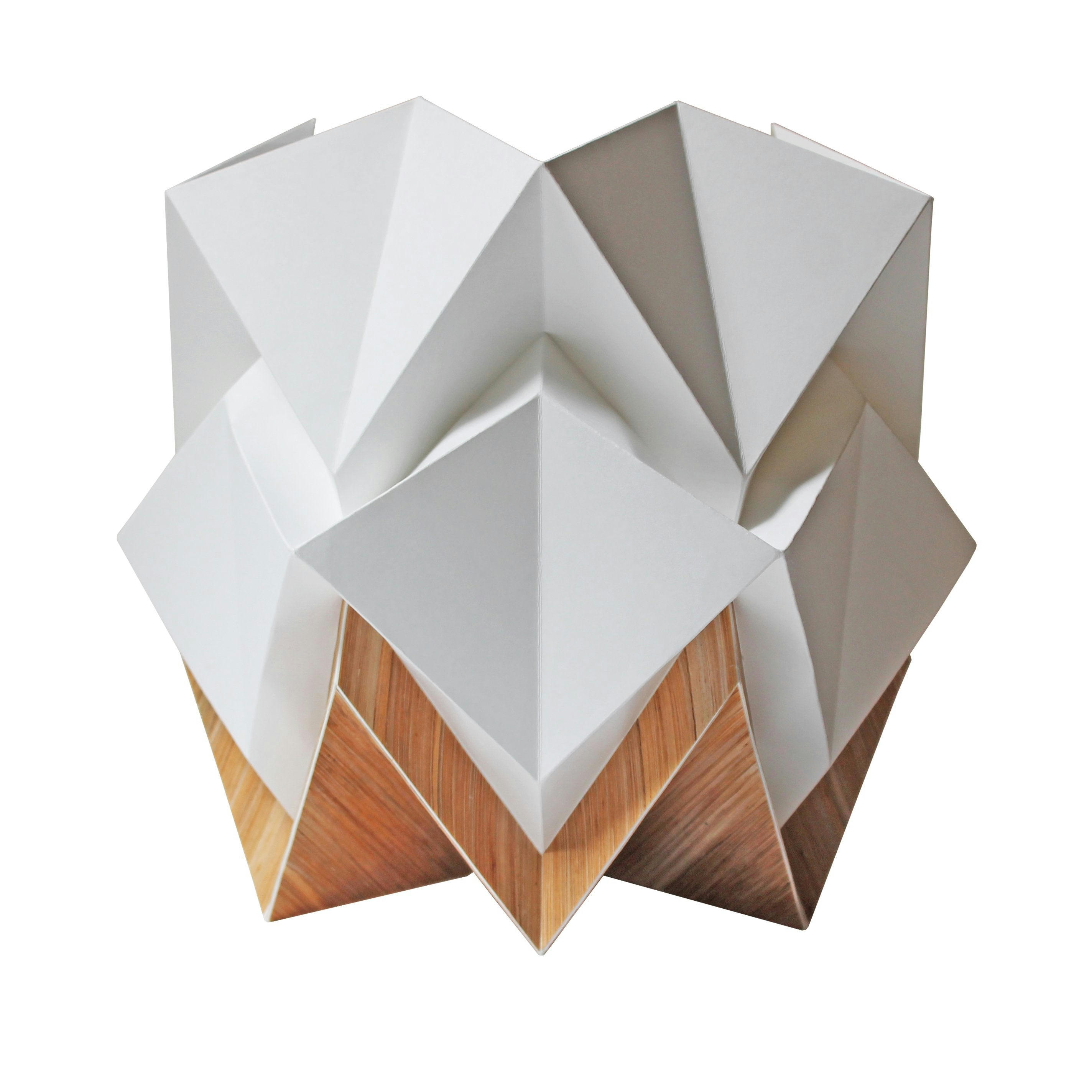 HIKARI - Lampe de table origami ecowood et papier taille M