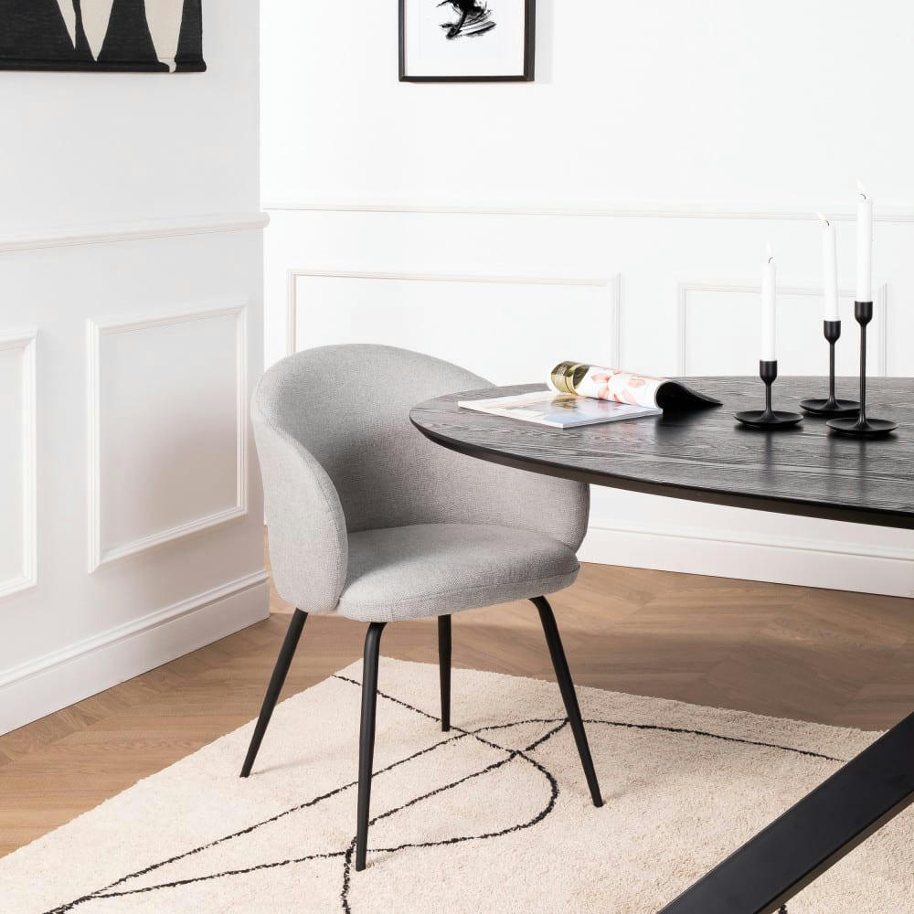 CALABRA - Lot de 2 fauteuils de table en tissu et métal gris clair