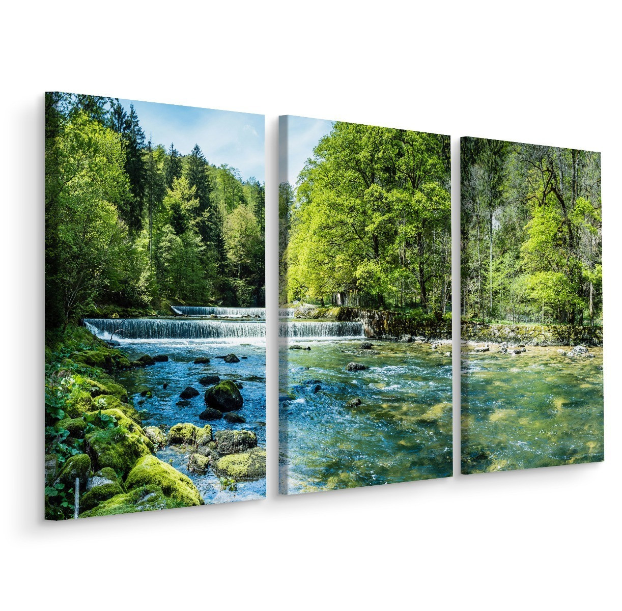 Obraz TRYPTYK Natura RZEKA Szwajcaria Las 60x40cm