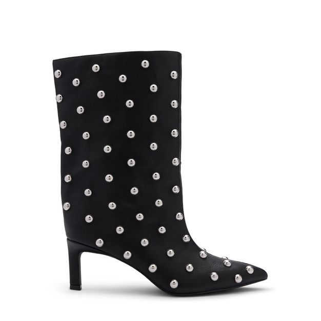 Zwarte enkellaarsjes met zilverkleurige studs
